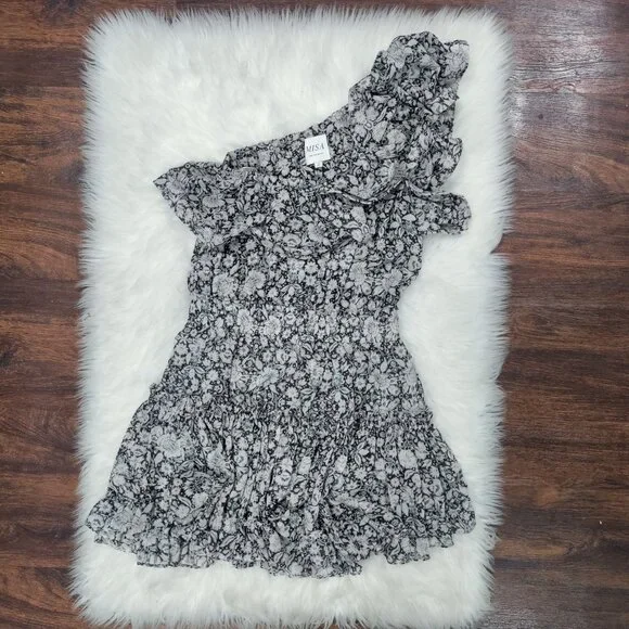 Misa Los Angeles Josephine Floral One-Shoulder Ruffle Mini Dress Size Small - Picture 2 of 14